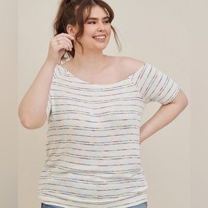 Torrid Off-Shoulder Unbrushed Hacci Striped Top Size 2X